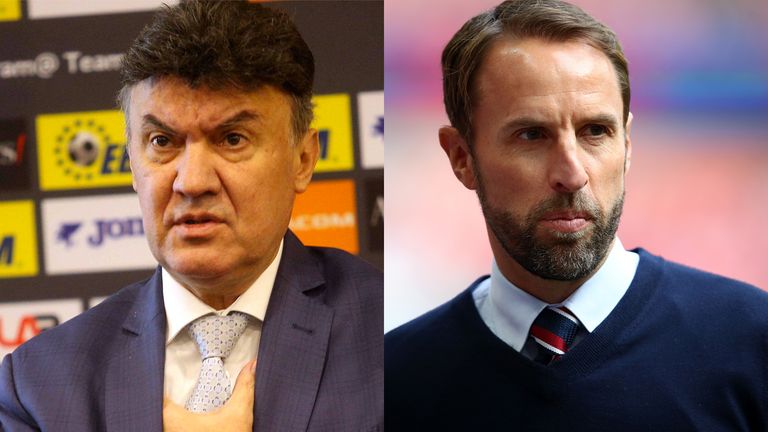 Borislav Mikhailov has slammed England again for voicing concerns over potential fan racism at the European Qualifier on Monday