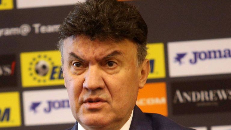 Former President of the Bulgarian Football Union Borislav Mikhailov pictured during a press conference in May 2019