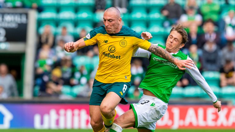 Celtic's Scott Brown and Hibernian's Scott Allan