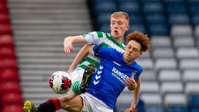 Rangers' Nathan Young-Coombes (right) holds off Celtic's Chris McQueen in the Scottish Youth Cup final