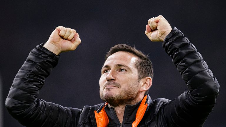 Frank Lampard celebrates Chelsea&#39;s 1-0 win against Ajax in the Champions League