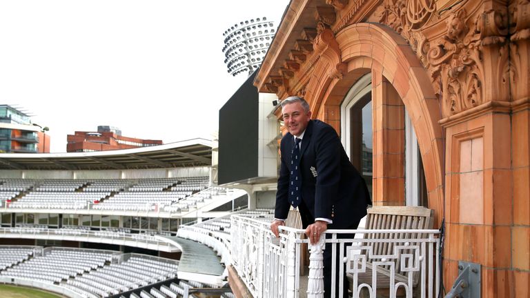 England Head Coach Chris Silverwood pose for a portrait after the England Head Coach Chris Silverwood Press Conference at Lord's Cricket Ground on October 10, 2019 in London, England. (Photo by James Chance/Getty Images)
