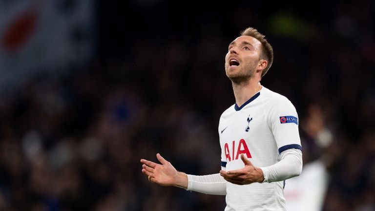 Christian Eriksen was a second-half substitute with Spurs trailing 4-2