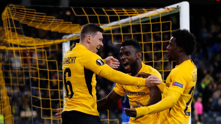 Christian Fassnacht celebrates his last-gasp winner against Rangers