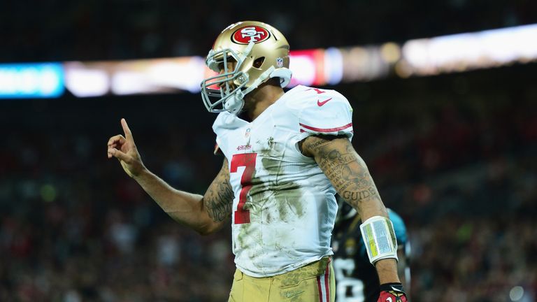 Colin Kaepernick ran for two touchdowns and threw for another as the Niners thrashed the Jags