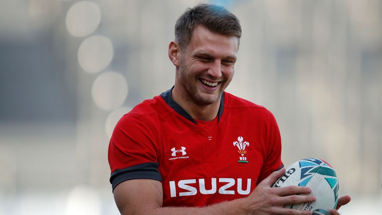 Wales' fly-half Dan Biggar takes part in a training session at Prince Chichibu Memorial Rugby Ground in Tokyo on October 23, 2019, ahead of their Japan 2019 Rugby World Cup semi-final against South Africa. (Photo by Odd Andersen / AFP) (Photo by ODD ANDERSEN/AFP via Getty Images)