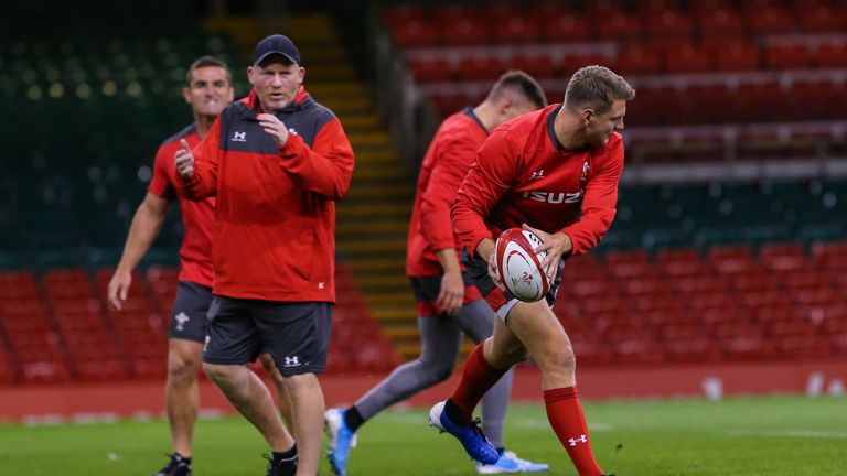 Dan Biggar during Wales training