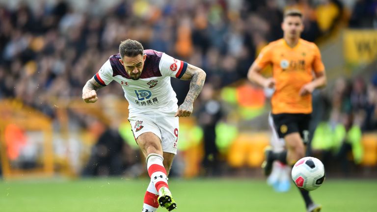 Danny Ings scores the first goal of the game at Molineux