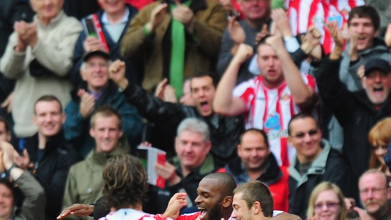 during the Barclays Premier League match between Sunderland and  Liverpool at the Stadium of Light on October 17, 2009 in Sunderland, England.