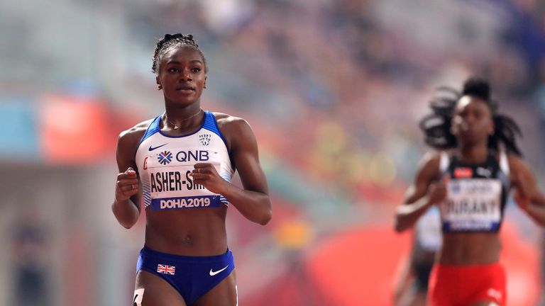Great Britain's Dina Asher-Smith after winning her 200m semi-final at the World Athletics Championships