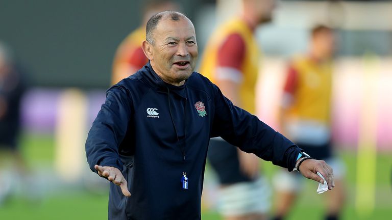 Eddie Jones, the England head coach looks on during the England training session held at Arcs Urayasi Park on October 23, 2019 in Tokyo, Japan.