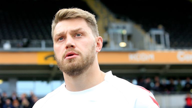 Picture by Chris Mangnall/SWpix.com - 27/10/2018 - Rugby League - International Series - England v New Zealand - Kcom Stadium, Hull, England -
Englands Elliot Whitehead