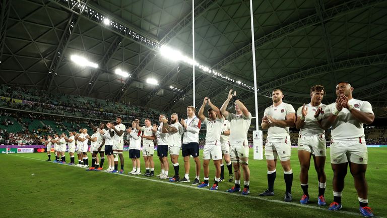 England's played applauding the crowd after their quarter-final victory