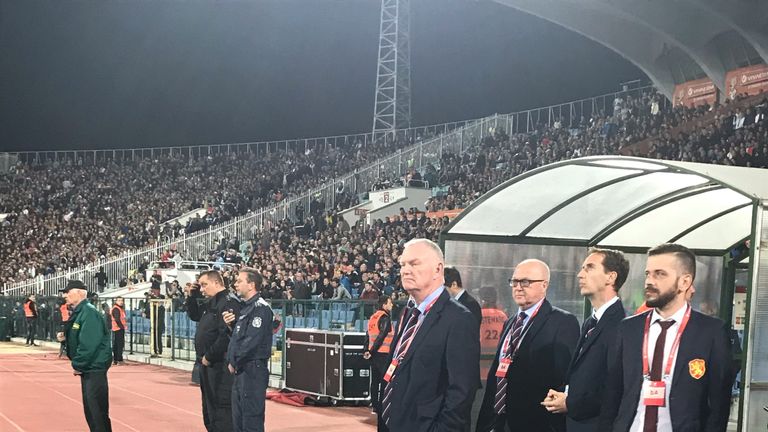 FA Chairman Greg Clarke was pitchside in Sofia during the second half