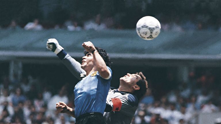 The infamous "Hand of God" goal