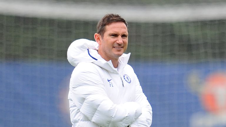 Frank Lampard during training on the eve of Chelsea's UEFA Champions League match against Lille