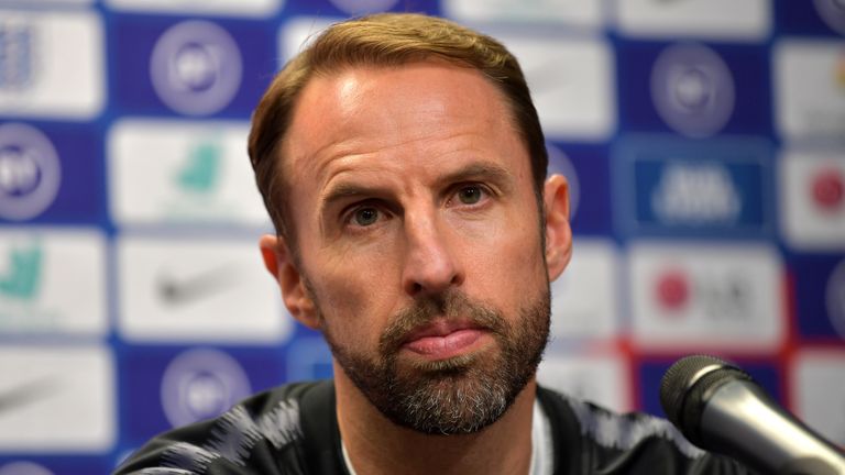 Gareth Southgate during a press conference ahead of England's European Qualifier against Czech Republic