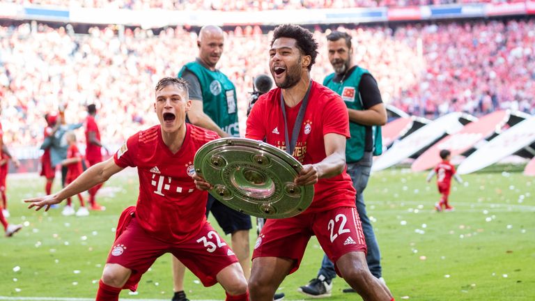 Gnabry celebrates Bayern Munich's  Bundesliga title win with Joshua Kimmich