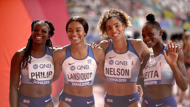 Asha Philip, Imani Lansiquot, Ashleigh Nelson and Daryll Neita teamed up for Great Britain in the 4x100m relay heats