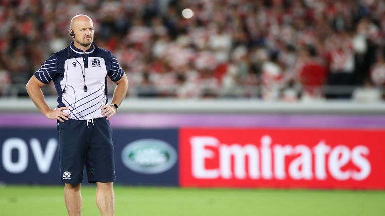 Gregor Townsend looks on prior to Scotland&#39;s defeat against Japan in the pool stages of the World Cup