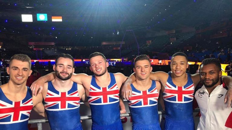 Joe Fraser (second right) celebrates with his GB team-mates in Germany