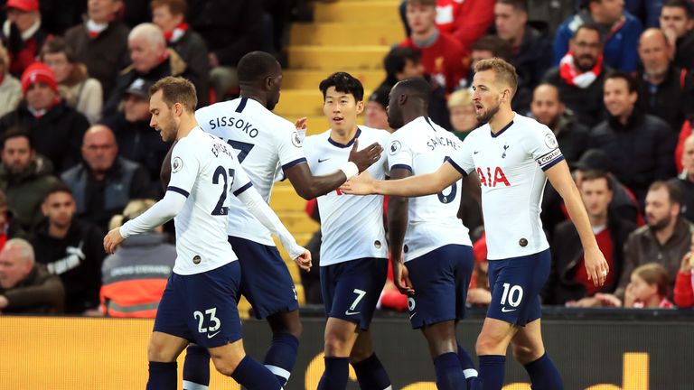 Harry Kane celebrates scoring his side's first goal of the game