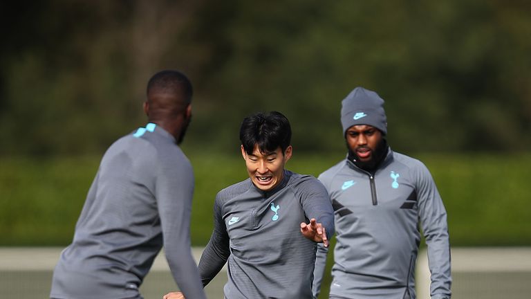 Heung-Min Son during training ahead of the UEFA Champions League, group B match against Bayern Munich
