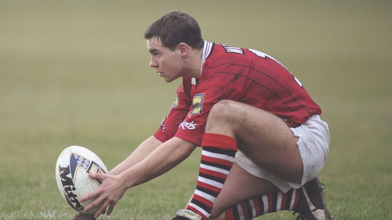 9 Feb 1997: Ian Watson of Salford line up the conversion. During the Silk Cut Challenge cup match between Castleford and Salford at Wheldon Road. Salford won the match 18-36. \ Mandatory Credit: Anton Want /Allsport