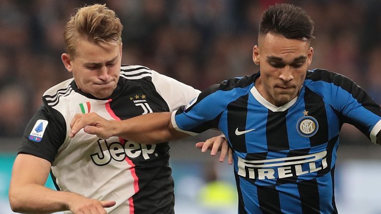 during the Serie A match between FC Internazionale and Juventus at Stadio Giuseppe Meazza on October 6, 2019 in Milan, Italy.