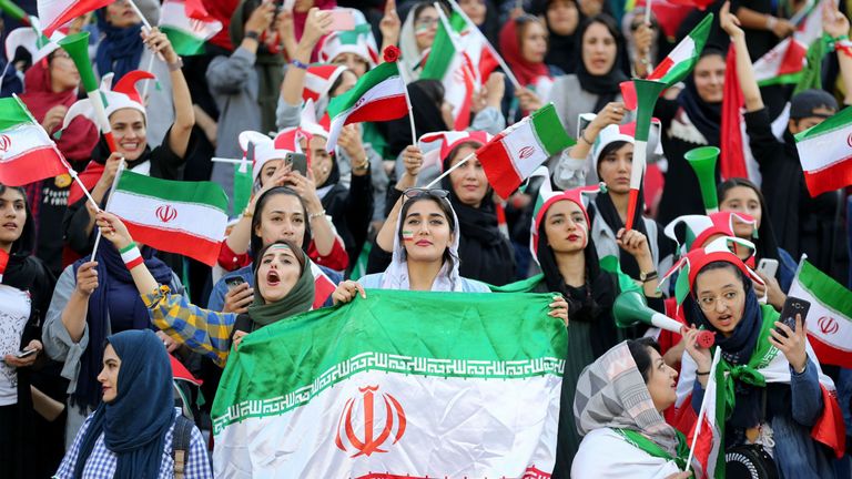 Image result for Iranian women were able to watch their national team in Tehran for the first time in 40 years amid calls for all restrictions to be lifted.