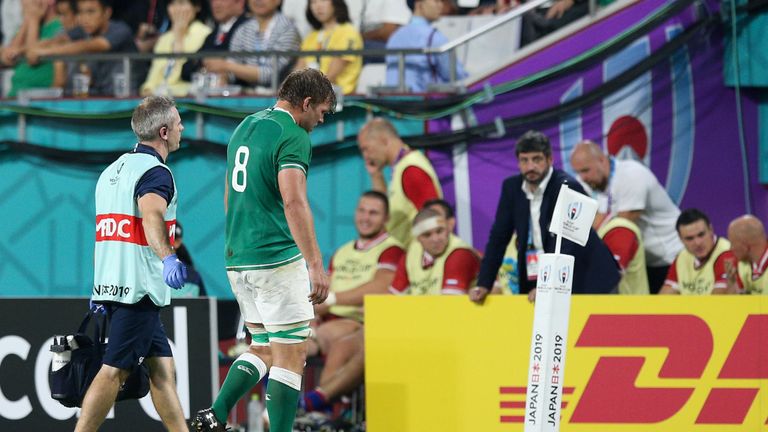 Jordi Murphy was forced off with an injury during Ireland's World Cup game against Russia
