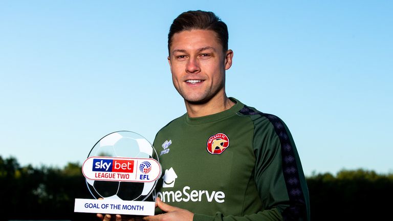 James Clarke of Walsall wins the Sky Bet League Two Goal of the Month award - Mandatory by-line: Robbie Stephenson/JMP - 17/10/2019 - FOOTBALL - Walsall FC Training Ground - Walsall, England - Sky Bet Goal of the Month Award