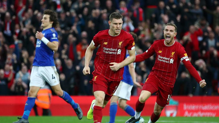 James Milner’s penalty was the 34th time Liverpool have scored a 90th-minute winning goal in a Premier League match
