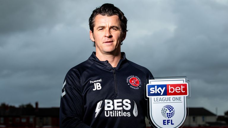 Joey Barton of Fleetwood Town wins the Sky Bet League One Manager of the Month award - Mandatory by-line: Robbie Stephenson/JMP - 08/10/2019 - FOOTBALL - Fleetwood Town Training Complex - Fleetwood, England - Sky Bet Manager of the Month Award