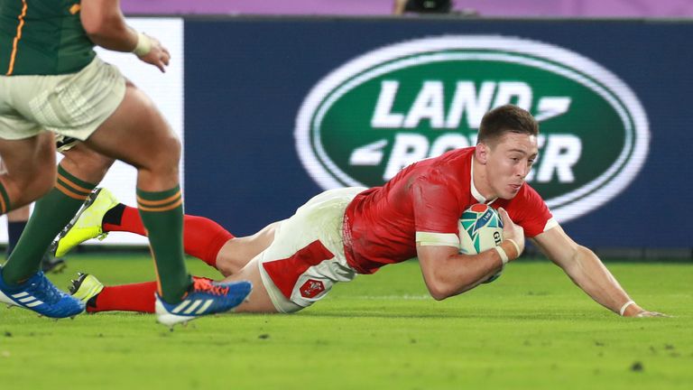 Josh Adams got Wales back into the semi-final quickly when he dived over in the corner 