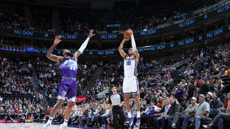 Justin James of the Sacramento Kings shoots the ball against the Utah Jazz
