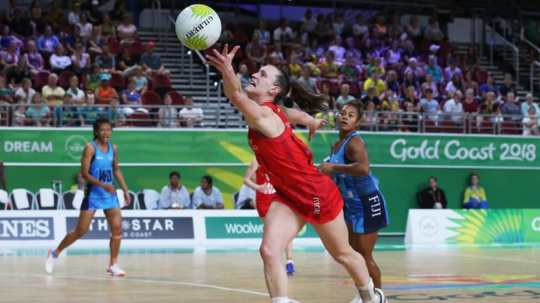 Kyra Jones playing for Wales at the 2018 Commonwealth Games on the  Gold Coast 