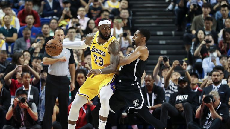 LeBron James played for Los Angeles Lakers during their pre-season game against Brooklyn Nets as part of the NBA Global Games in China