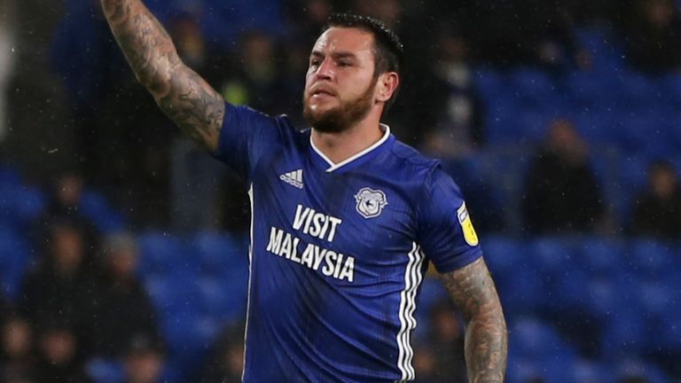 Lee Tomlin celebrates his equaliser for Cardiff against Sheffield Wednesday 