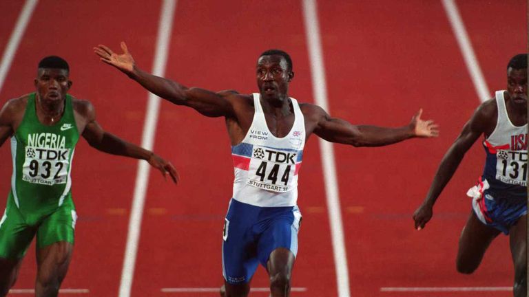 Linford Christie powered to victory at the world championships