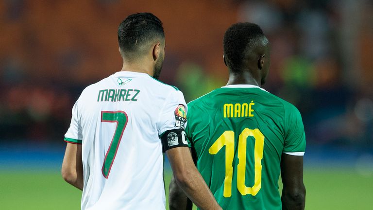 CAIRO, EGYPT - JULY 19: Riyad Mahrez of Algeria and Sadio Mane during the 2019 Africa Cup of Nations Final between Senegal and Algeria at at the Cairo International Stadium on July 19, 2019 in Cairo, Egypt. (Photo by Visionhaus/Getty Images)