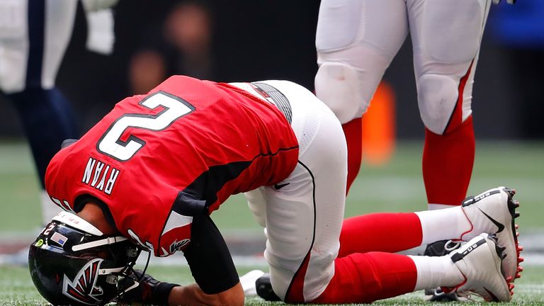Quarterback Matt Ryan was forced off the field during the Atlanta Falcons 37-10 loss to Los Angeles Rams
