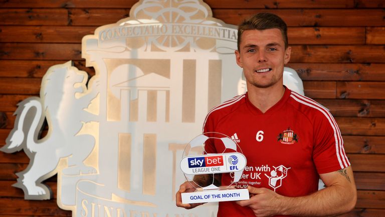Sunderland AFC's Max Power with Goal of the Month Award.