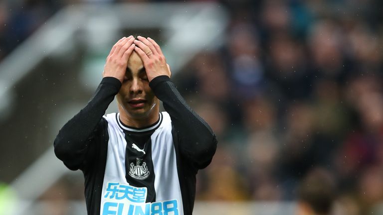 Miguel Almiron during the Premier League match between Newcastle United and Manchester United at St. James' Park