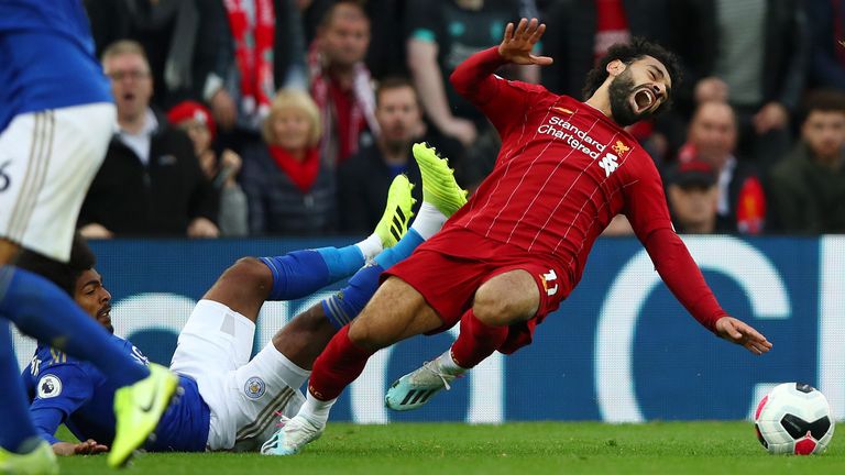 Hamza Choudhury was only booked for his reckless challenge on Mo Salah