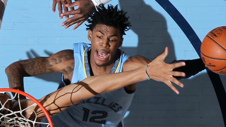 Ja Morant of the Memphis Grizzlies shoots the ball against the Brooklyn Nets