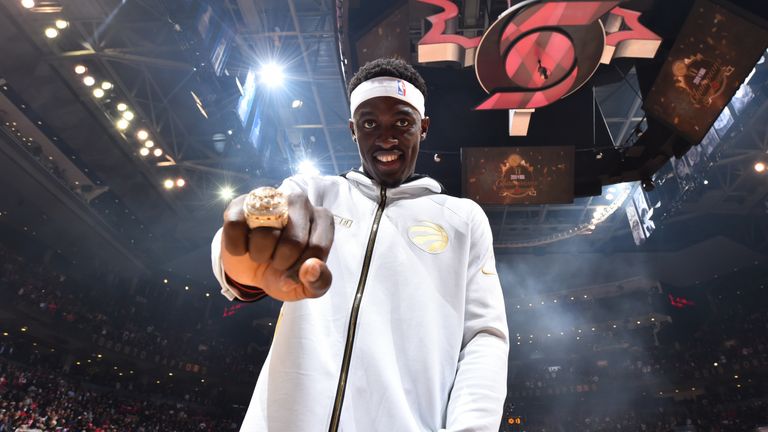Pascal Siakam shows off his NBA title ring