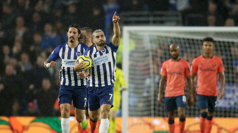 Neil Maupay celebrates his penalty