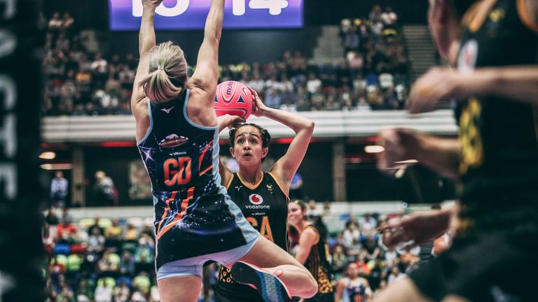 Tamsin Moala in British Fast5 All-Stars Championship action