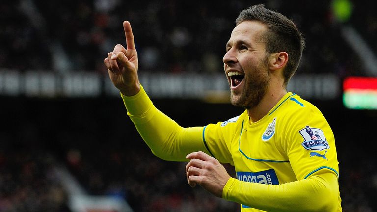 Yohan Cabaye celebrates his winning goal as Newcastle secure a first win at Old Trafford since 1972